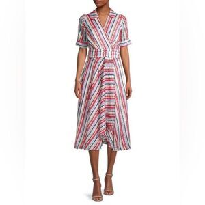 Milly Valerie Short Sleeve Dress in Watercolor Stripe - Size 6